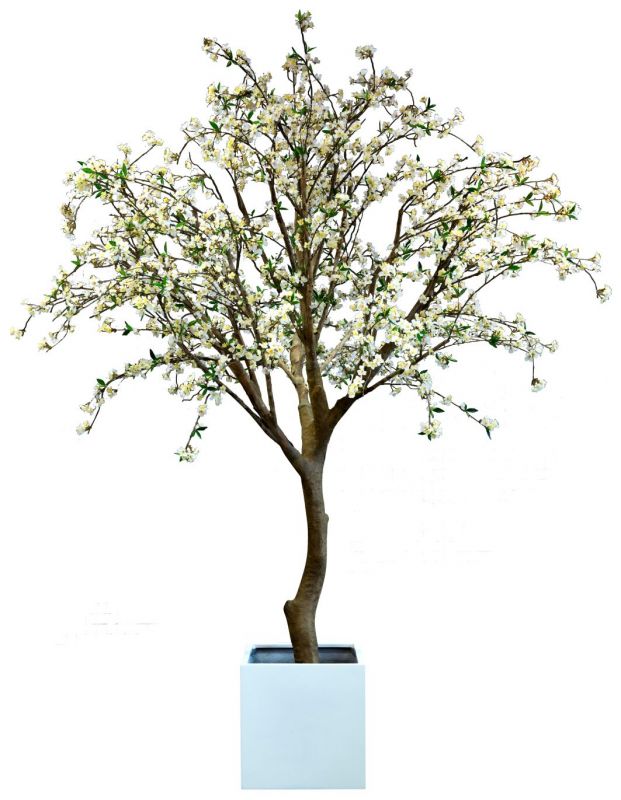 Kunstpflanze Kirschbaum mit blühenden Zweigen in modernem Topf. Ideal für dekorative Akzente.
